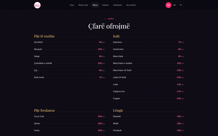 Caffè de Paris: Full menu with prices