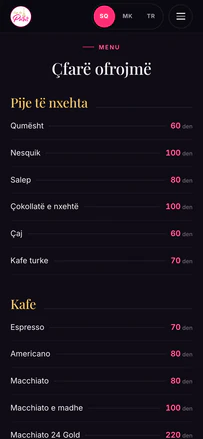 Caffè de Paris: Menu on mobile